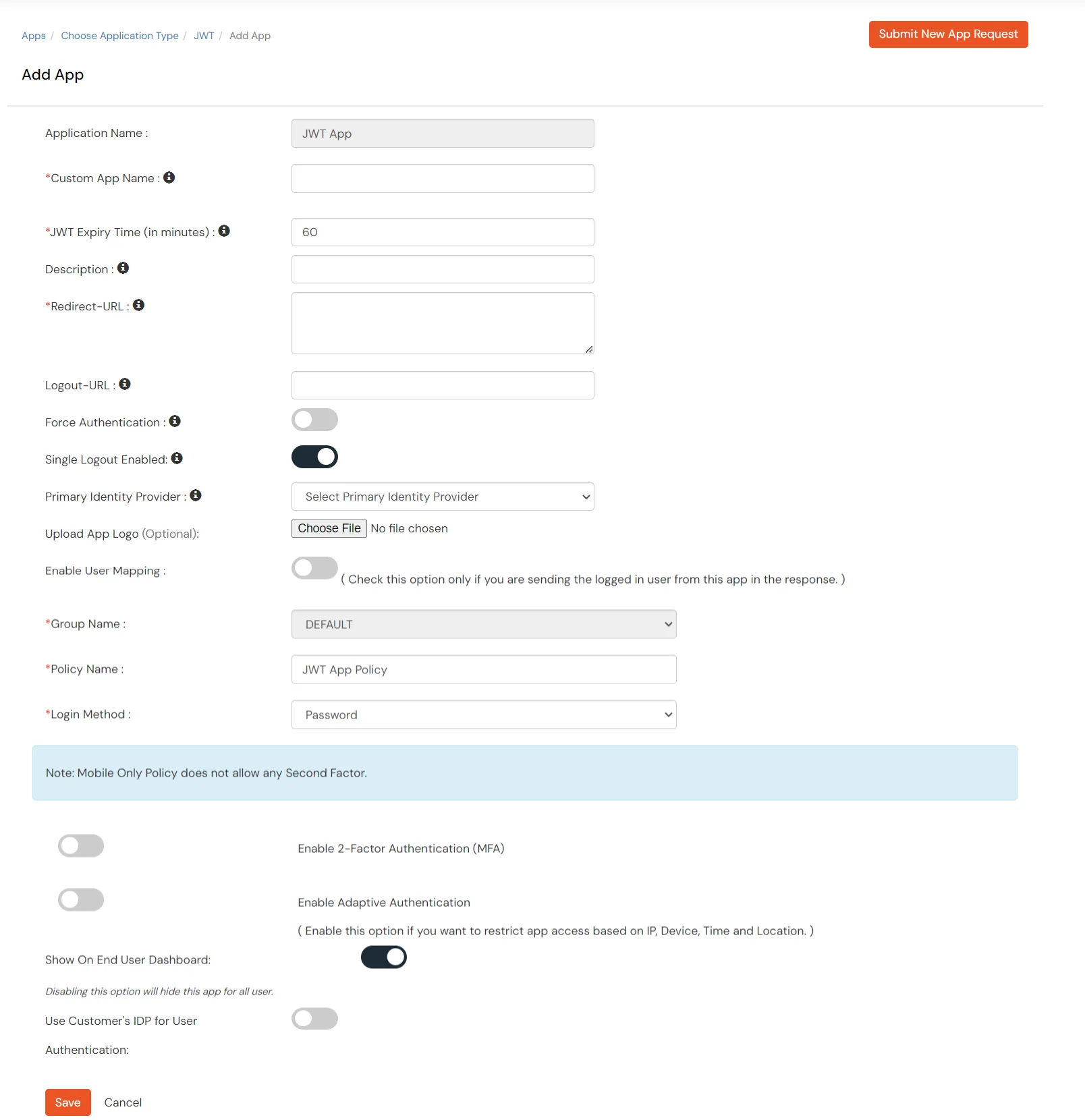 miniOrange Identity Platform Partner Portal Handbook: JWT app details