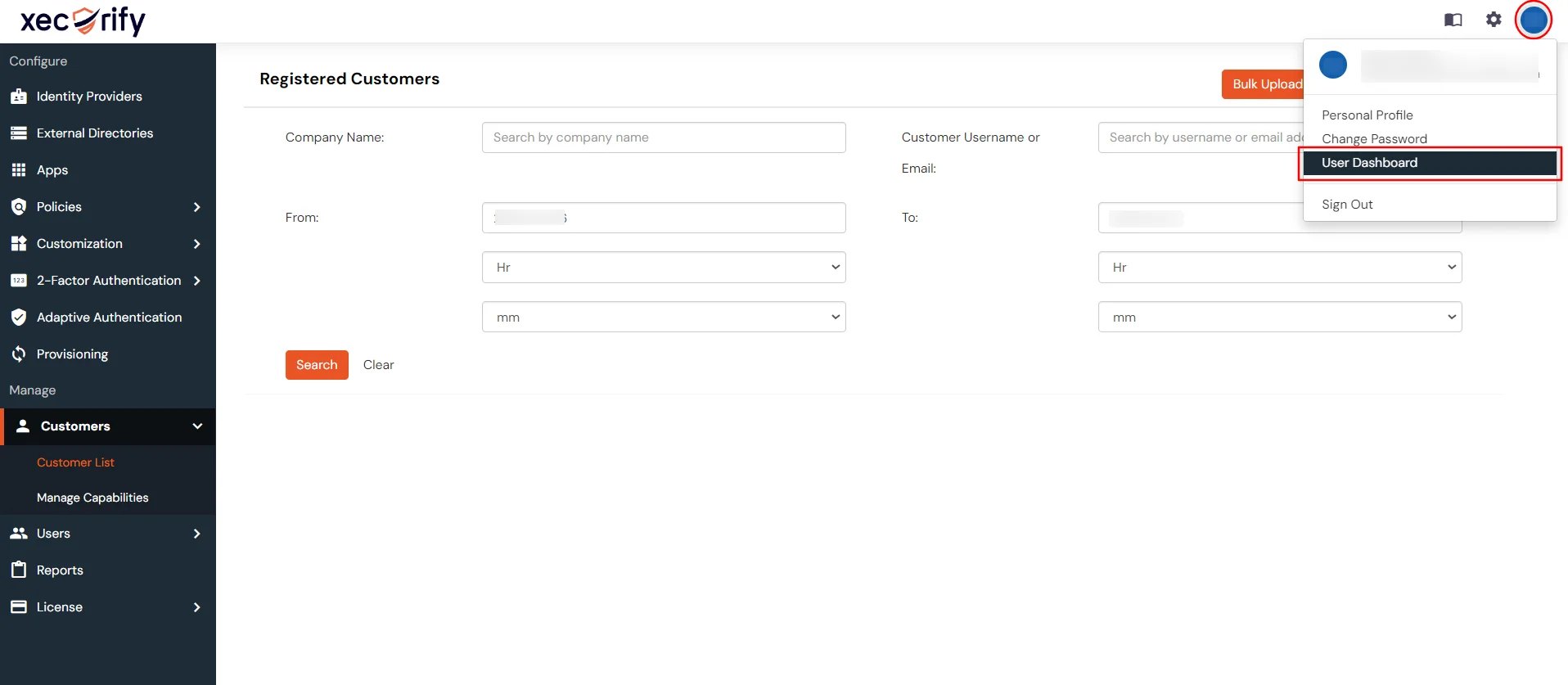 miniOrange Identity Platform Partner Portal Handbook: User Dashboard