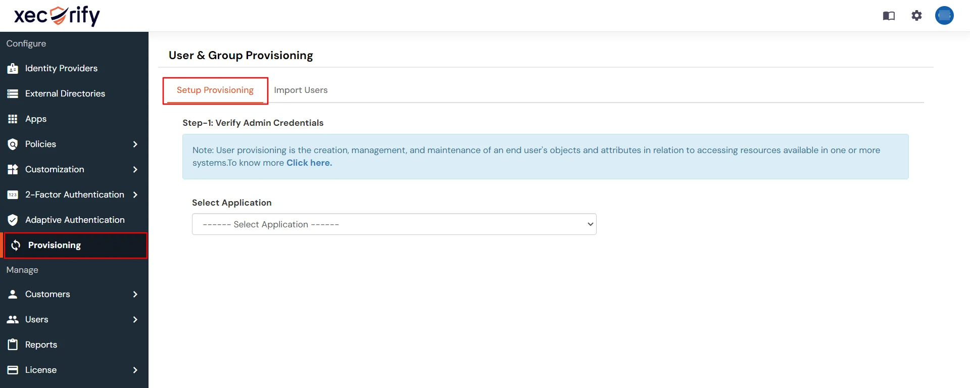 miniOrange User and Group Provisioning - Click Provisioning, Setup Provisioning