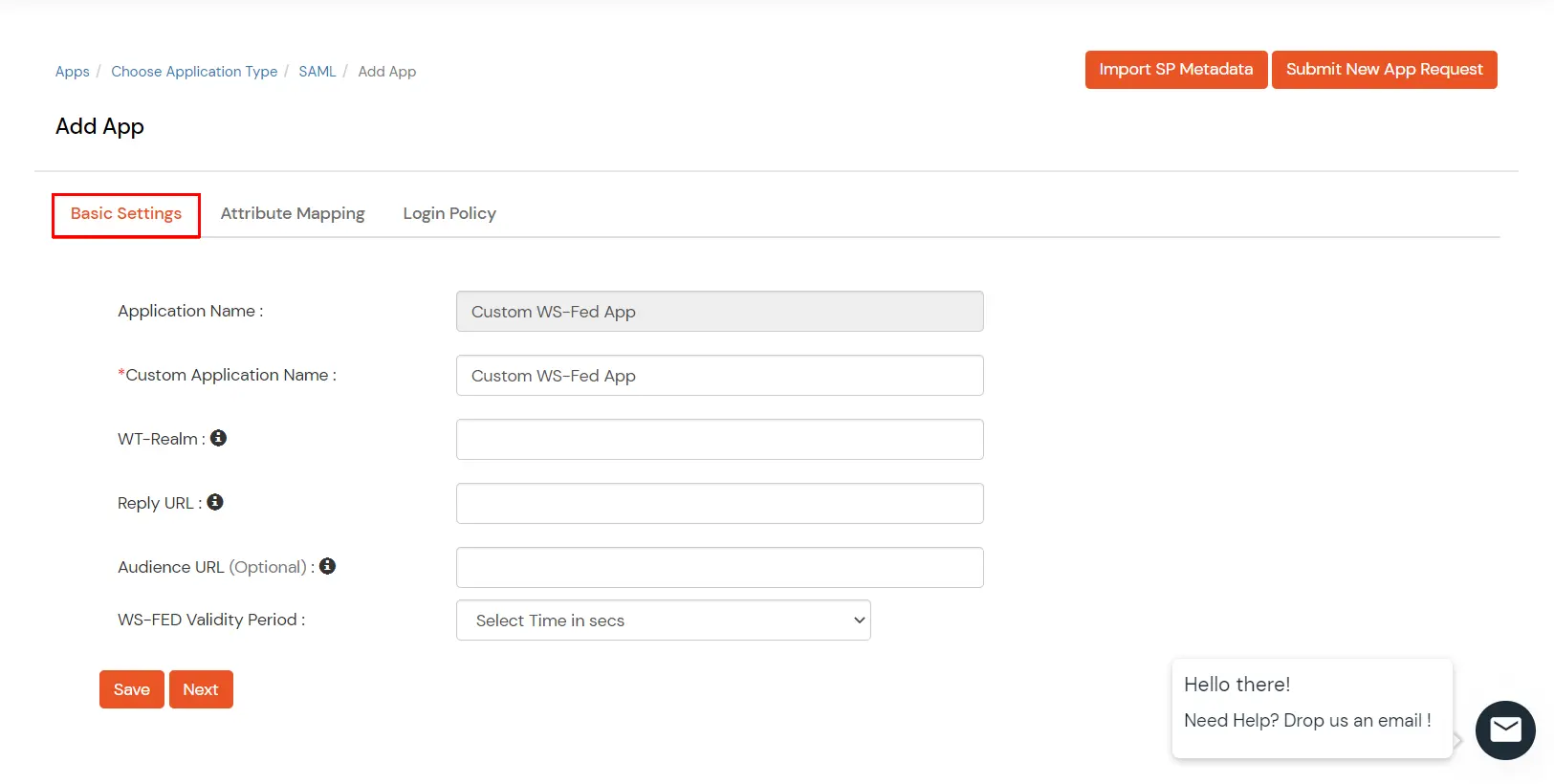 WS–FED basic settings 