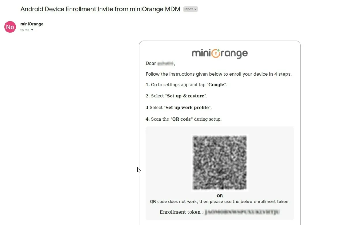 android device enrollment invite mdm