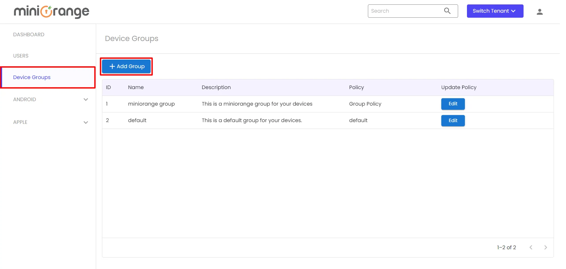 Add Device Groups for Android MDM