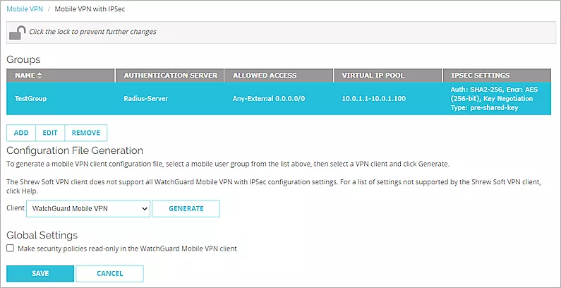 Two-Factor Authentication (2fa) for WatchGuard Mobile VPN: Save Group Name