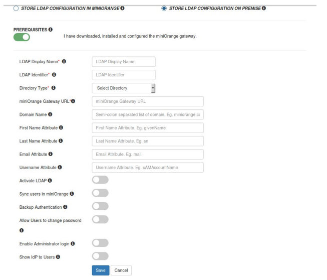 Configure external LDAP Gateway in miniOrange