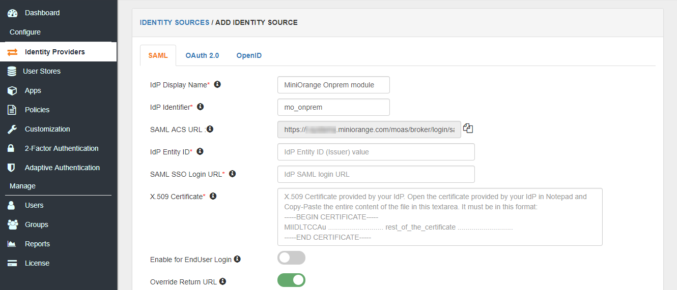 Add detail in SAML Identity Source