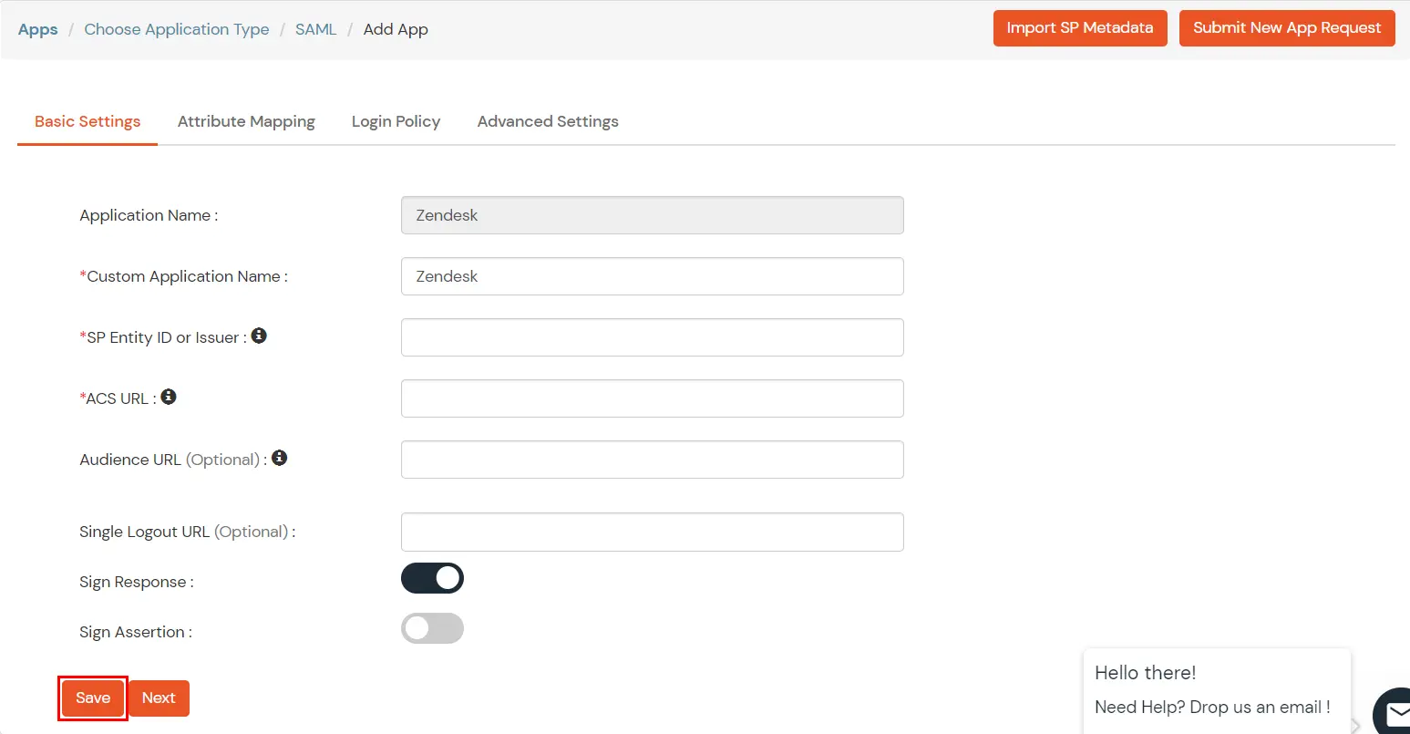 Zendesk IP Restriction: Add IdP basic settings